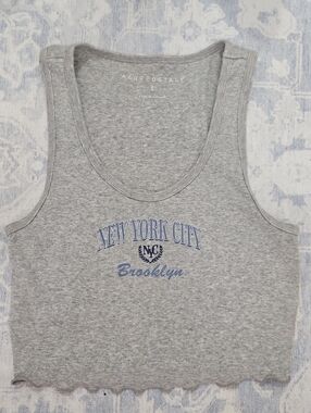 Aeropostale Gray Ribbed NYC Brooklyn Cropped Tank